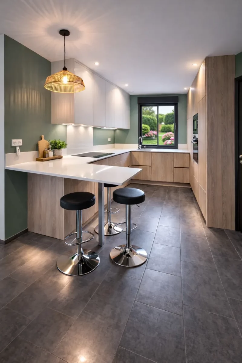 Cuisine avec L avec coin snack