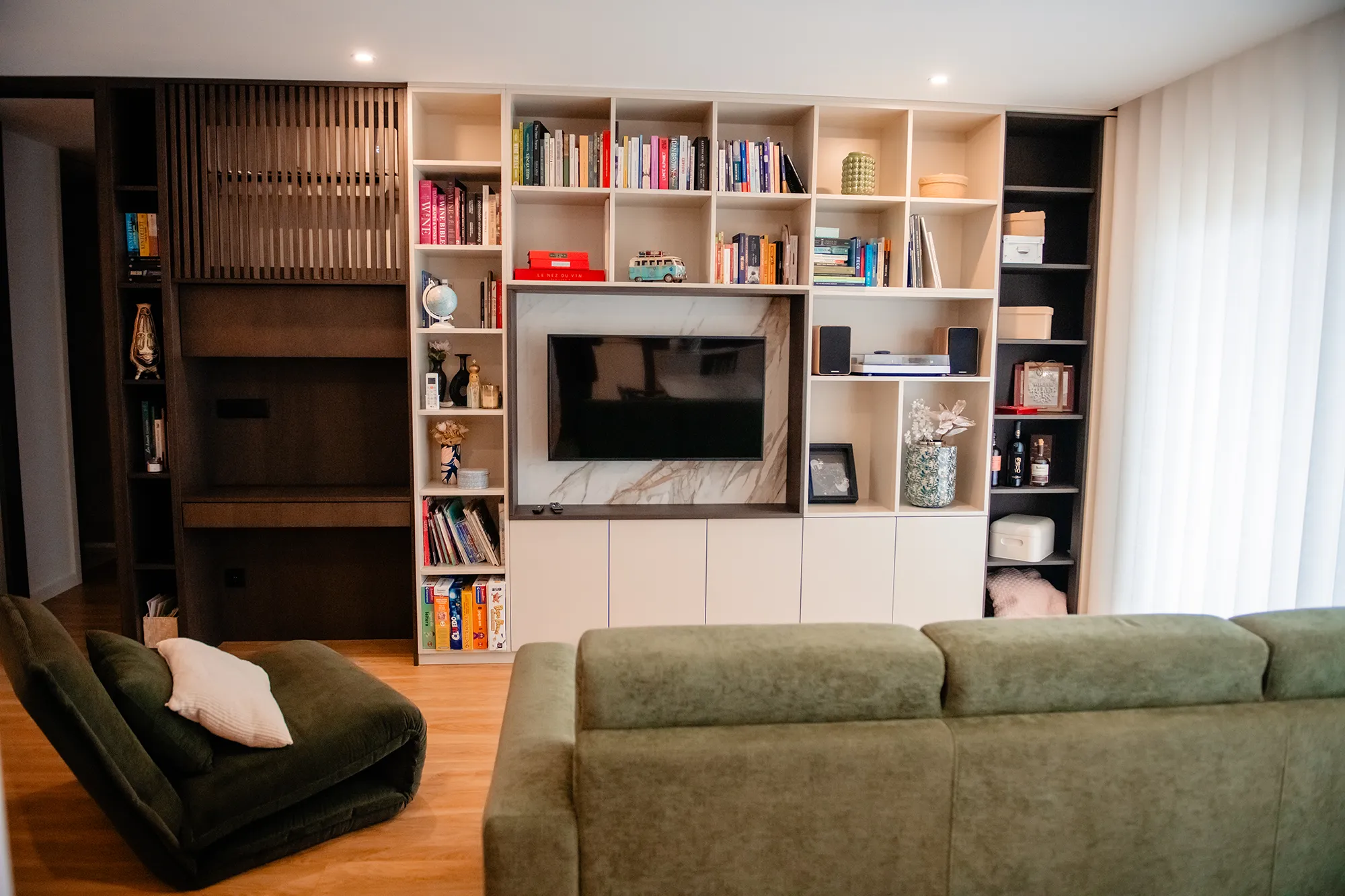 Bibliothèque, aménagement salon